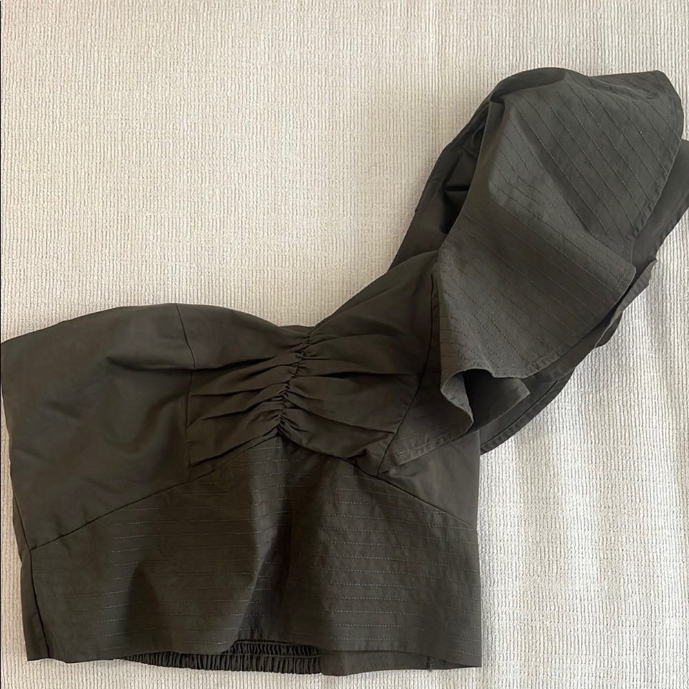 Express olive green  One-Shoulder Top